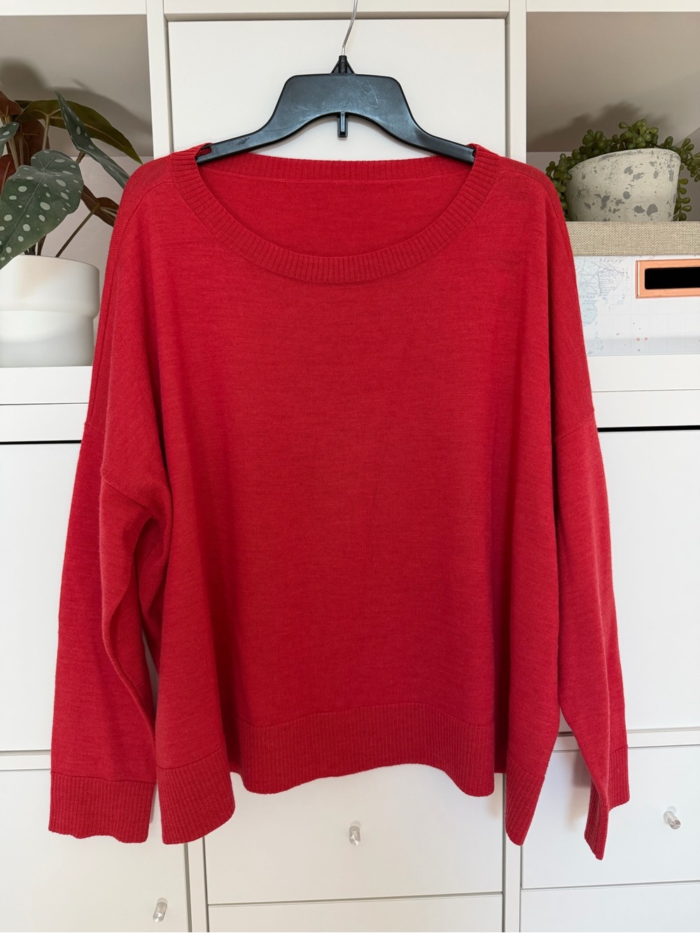 Eileen Fisher Red 100% Merino Wool Sweater Size L